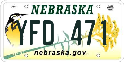 NE license plate YFD471