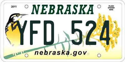 NE license plate YFD524