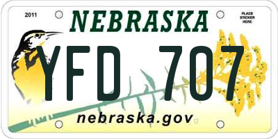 NE license plate YFD707