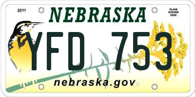 NE license plate YFD753