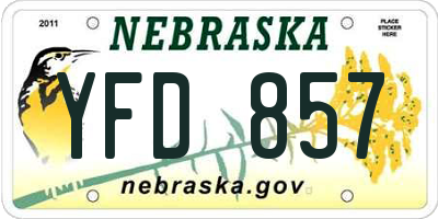 NE license plate YFD857
