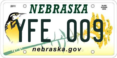 NE license plate YFE009