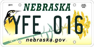 NE license plate YFE016