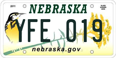 NE license plate YFE019