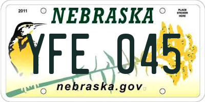 NE license plate YFE045