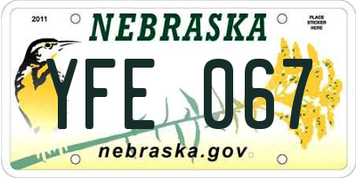 NE license plate YFE067