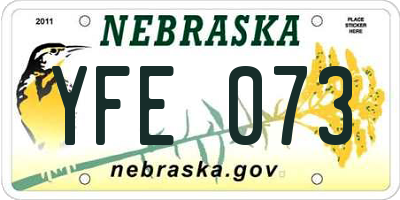 NE license plate YFE073