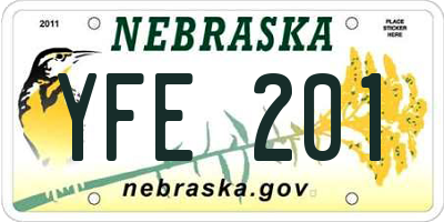 NE license plate YFE201