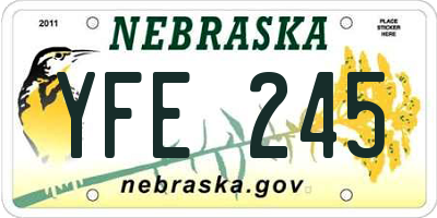 NE license plate YFE245