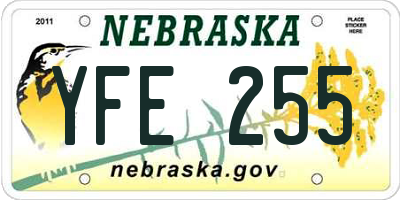 NE license plate YFE255