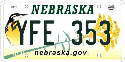 NE license plate YFE353