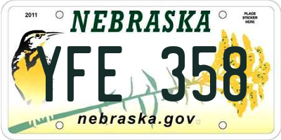 NE license plate YFE358