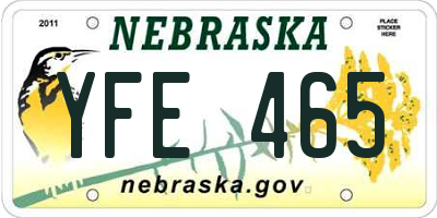 NE license plate YFE465