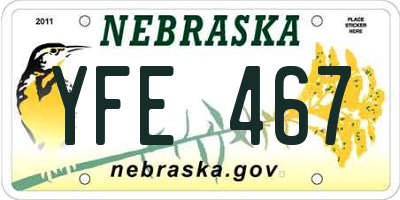 NE license plate YFE467