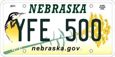 NE license plate YFE500