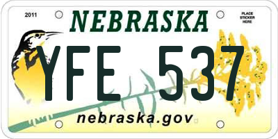NE license plate YFE537