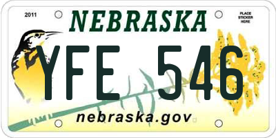NE license plate YFE546