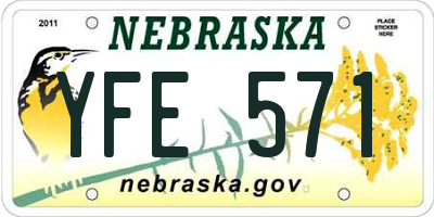 NE license plate YFE571