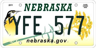 NE license plate YFE577