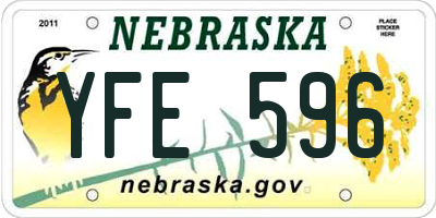 NE license plate YFE596