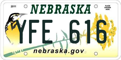 NE license plate YFE616