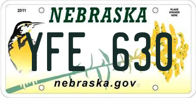 NE license plate YFE630