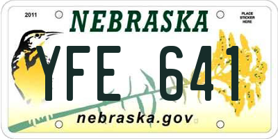 NE license plate YFE641