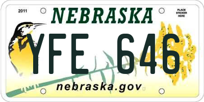 NE license plate YFE646