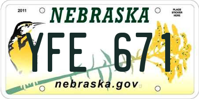 NE license plate YFE671