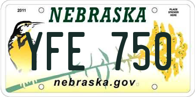 NE license plate YFE750