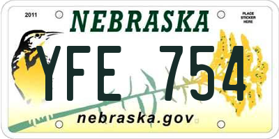 NE license plate YFE754