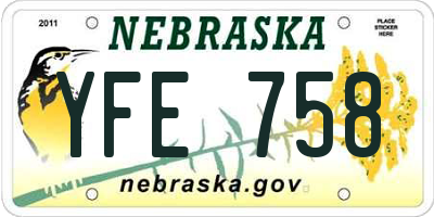 NE license plate YFE758