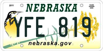 NE license plate YFE819