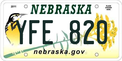 NE license plate YFE820