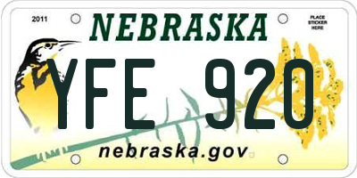 NE license plate YFE920