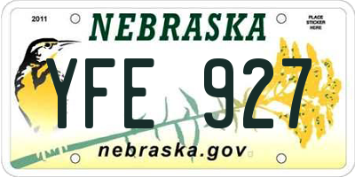 NE license plate YFE927