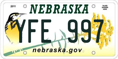 NE license plate YFE997