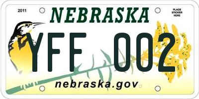 NE license plate YFF002