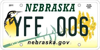 NE license plate YFF006