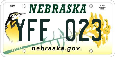 NE license plate YFF023