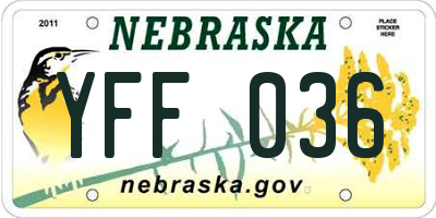 NE license plate YFF036
