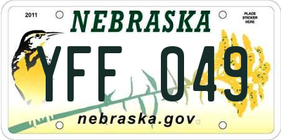 NE license plate YFF049