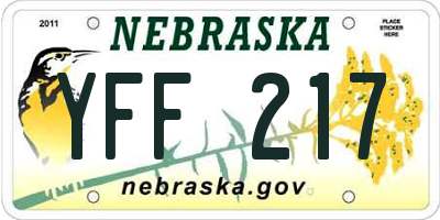 NE license plate YFF217