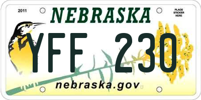 NE license plate YFF230