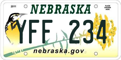 NE license plate YFF234