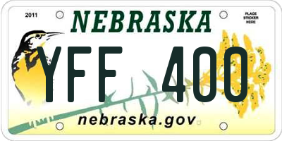 NE license plate YFF400