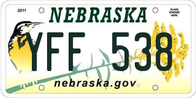 NE license plate YFF538