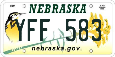 NE license plate YFF583
