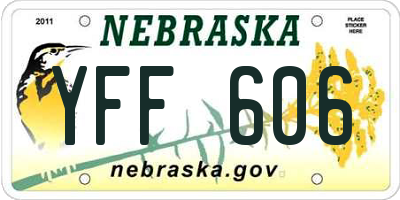 NE license plate YFF606