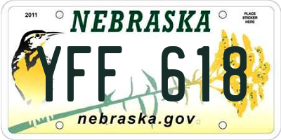 NE license plate YFF618